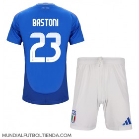 Camiseta Italia Alessandro Bastoni #23 Primera Equipación Replica Eurocopa 2024 para niños mangas cortas (+ Pantalones cortos)